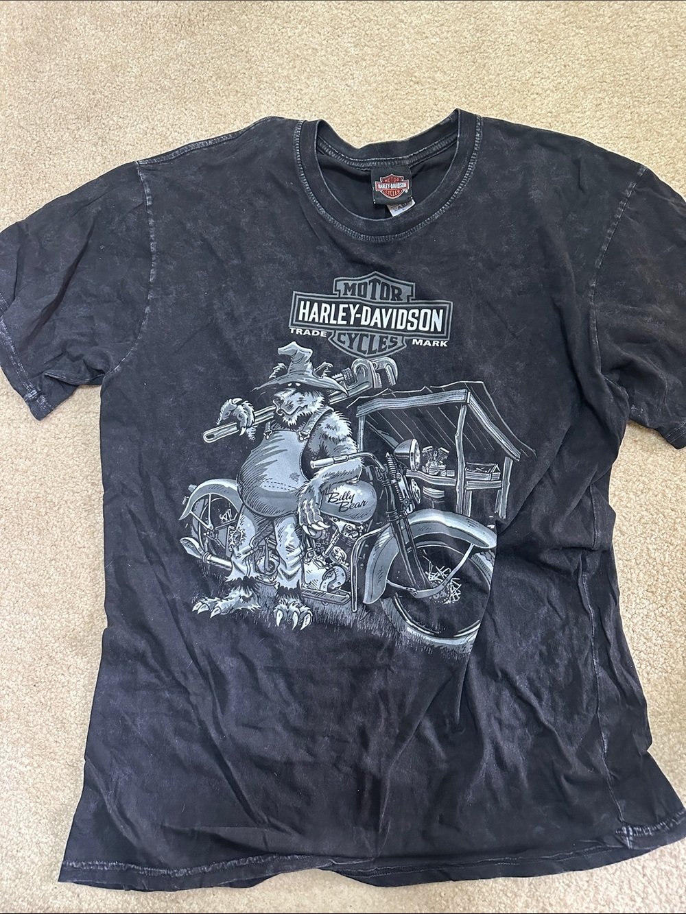 Harley-Davidson Black Short Sleeve Tee with Gray Motorcycle Graphic